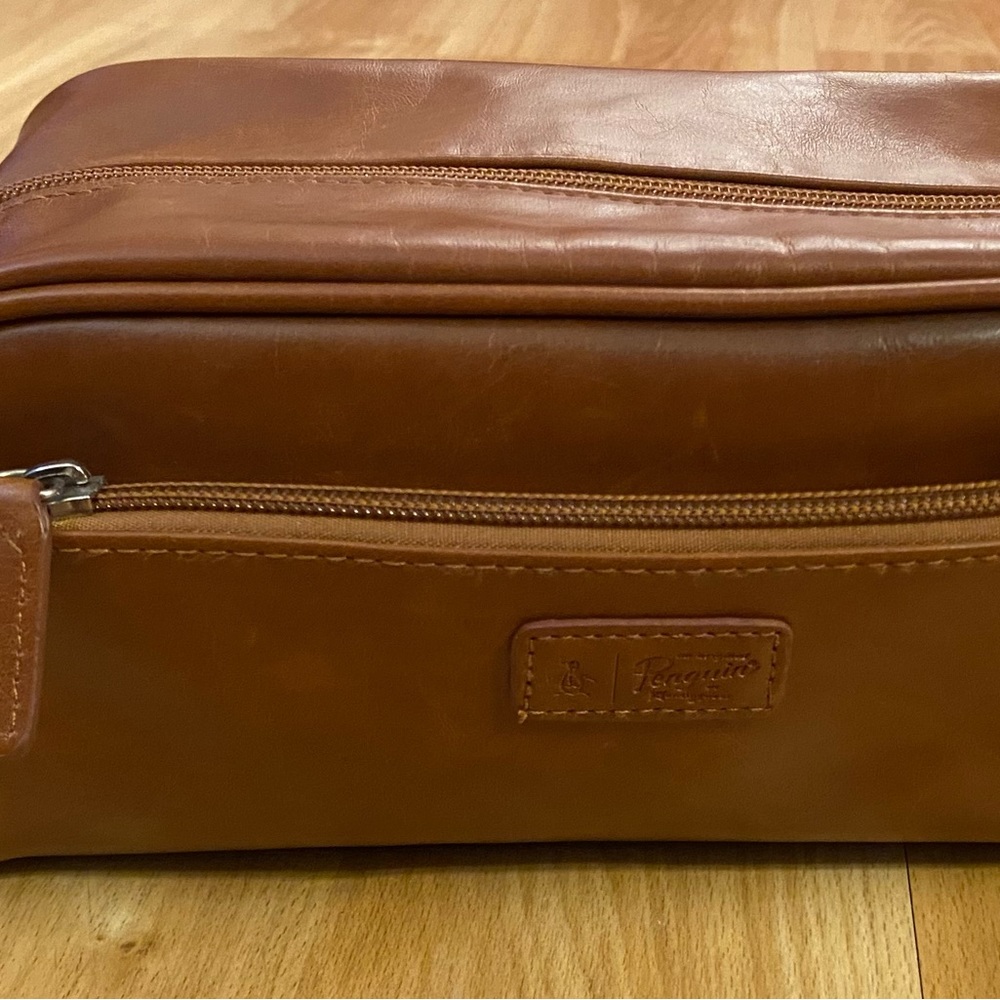 Penguin leather toiletry bag